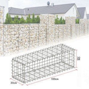 KARAT Gabionenkorb Lenox, 100x30x30 cm, verzinkt, für Zaun und Sichtschutz im Garten.