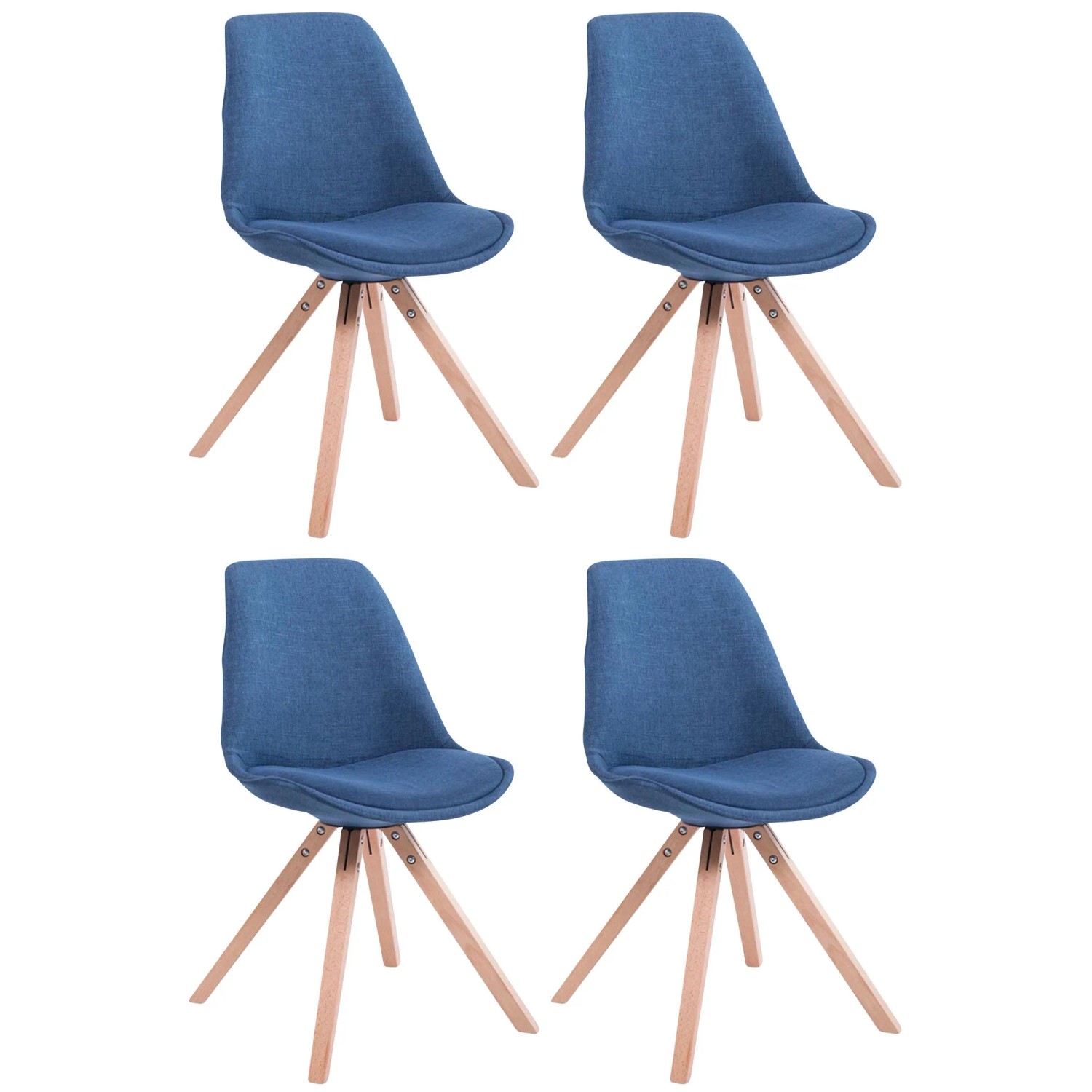 DELUKE 4er Set Besucherstuhl SYDNEY Stoff Blau 48x56x84cm Konferenzstuhl Wartezimmerstuhl Bürostuhl