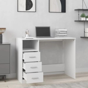 vidaXL Schreibtisch mit Schubladen Weiß 102x50x76 cm Holzwerkstoff 823032