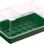 Grüne Universal-Anzuchtschale 38x24x6 cm mit transparentem Deckel für die Pflanzenanzucht.