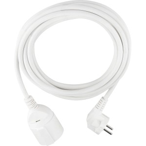 Weißes Schutzkontakt-Verlängerungskabel mit 1 Fach, USB-C Anschluss und 5m Kabel.