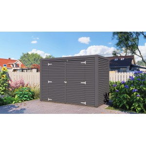 Anthrazitfarbener Bertilo Gartenschrank Box Bike (103x207cm) aus FSC®-zertifiziertem Holz.