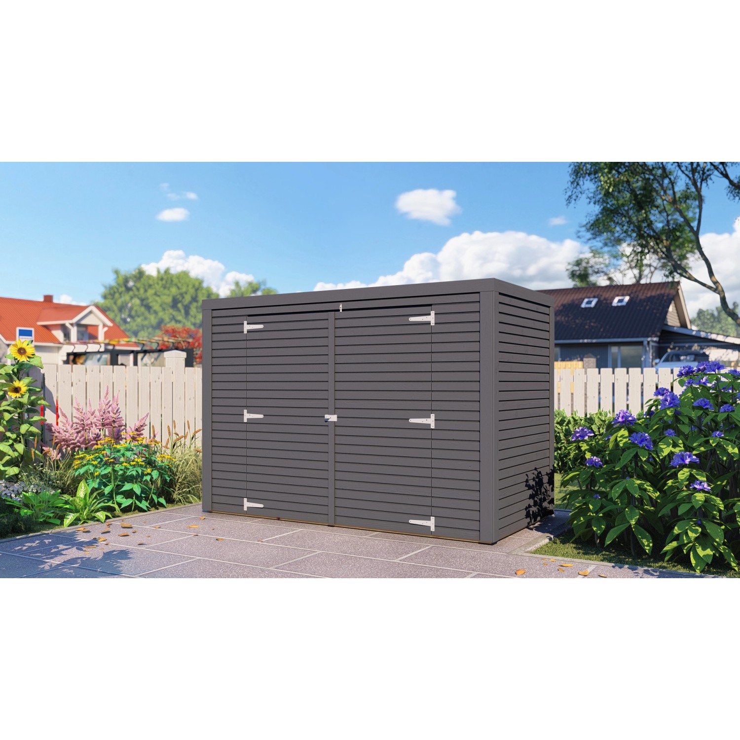 Bertilo Gartenschrank Box Bike 103 cm x 207 cm Anthrazit FSC®