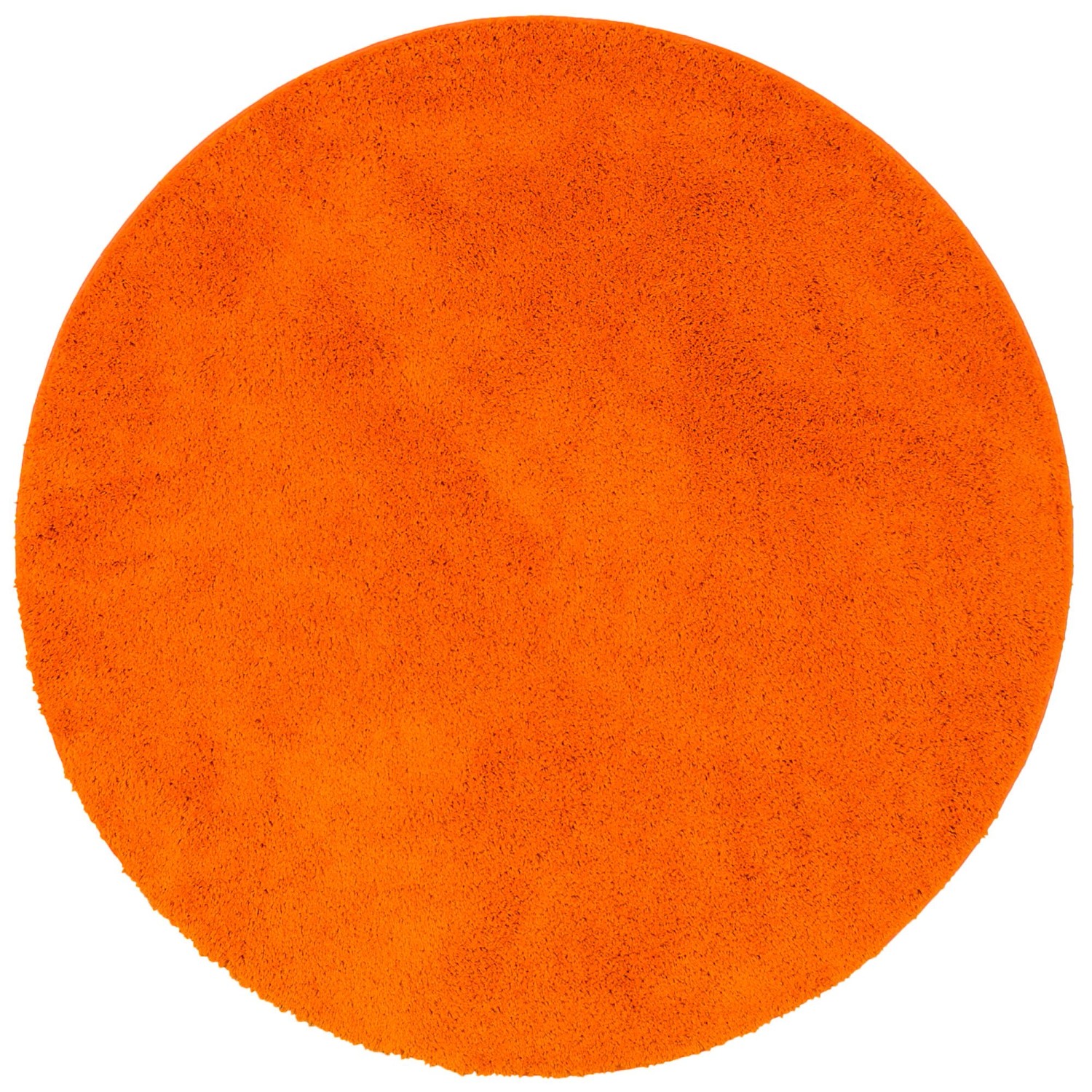Runder, orangefarbener Snapstyle Hochflor Shaggy Teppich Palace, 160x160cm.