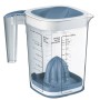 Rotho Messbecher Loft 1,5l, transparent/blau, mit Zitruspresse und Messskala für Küchenhelfer.
