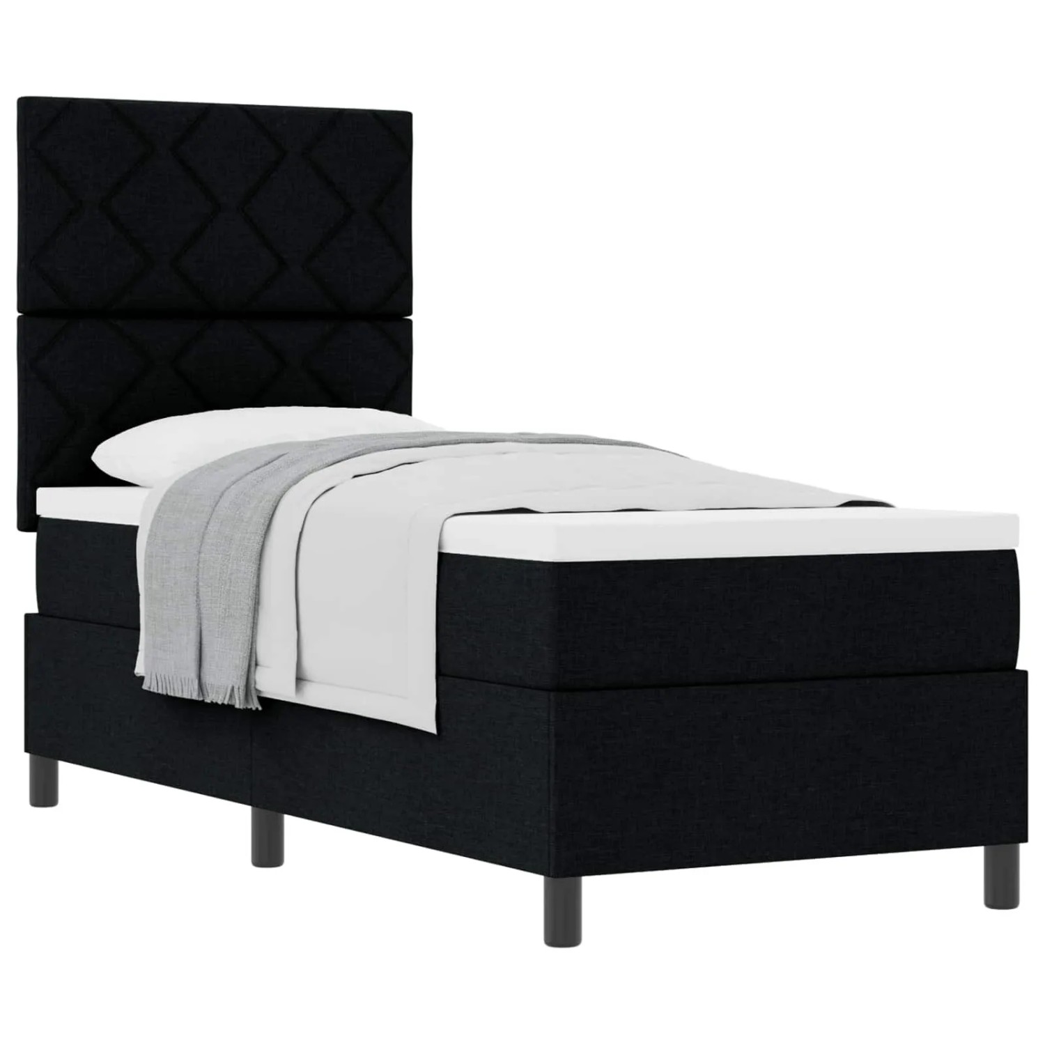 vidaXL Boxspringbett mit Matratze Schwarz 80 x 200 cm Stoff 3339422