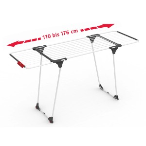 Vileda Wäscheständer Extensive, weiß, mit ausziehbaren Flügeln (110-176 cm) für bis zu 2 Waschladungen.