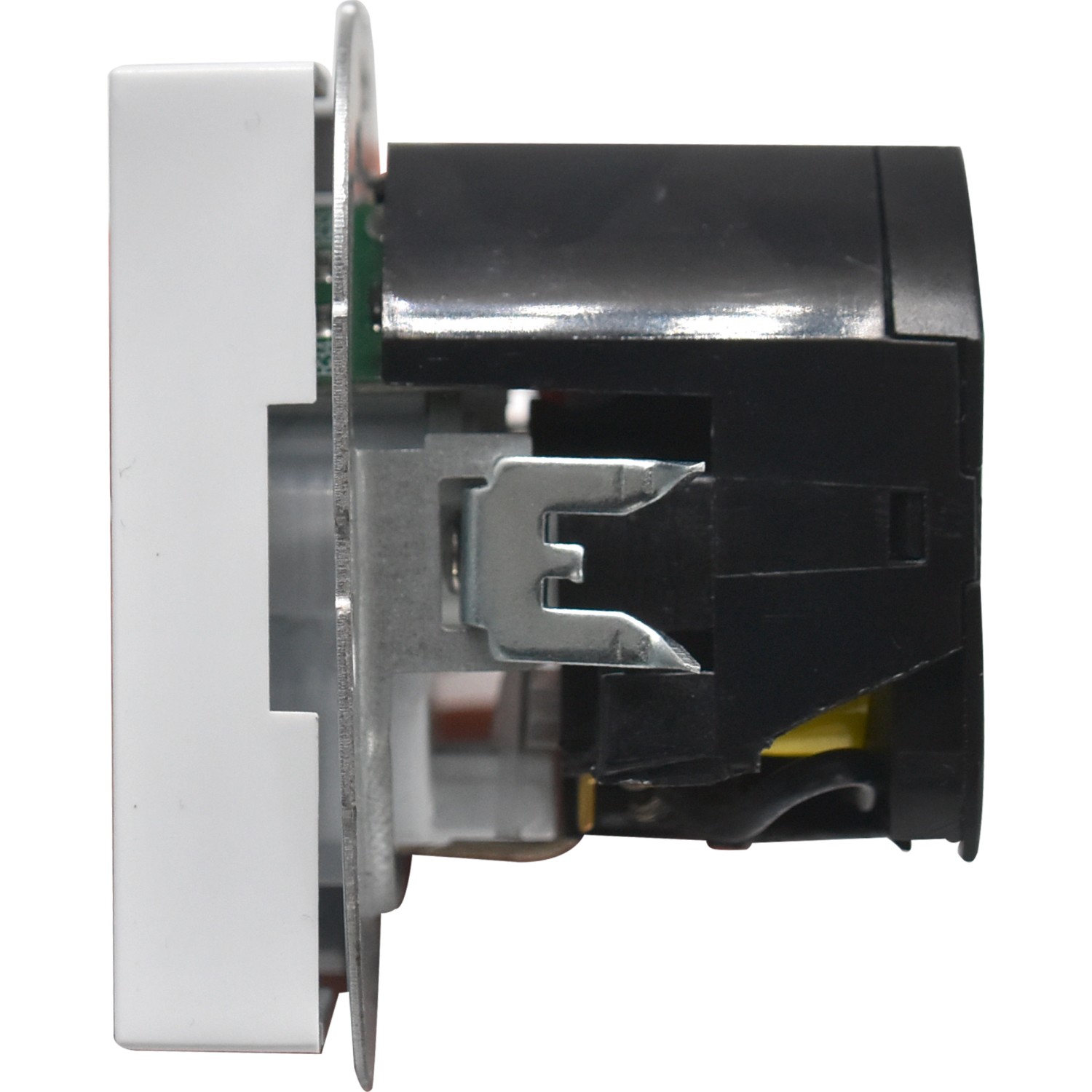 Detailaufnahme einer weißen Annica Hohlwanddose für Schalter und Taster.