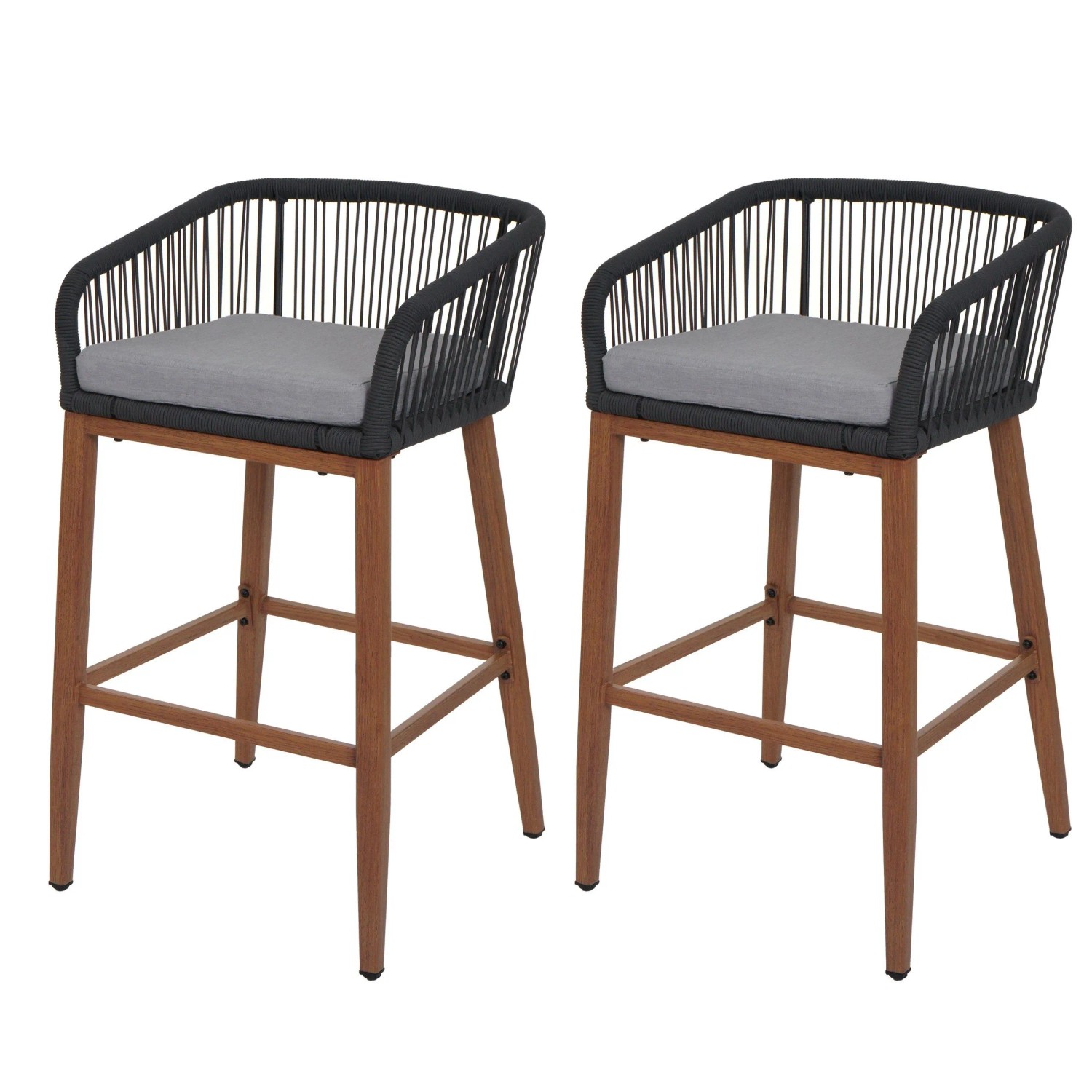 Proregal 2er-Set Rope-Barhocker HxBxT 92x51x53 cm Sitzhöhe 76cm Anthrazit K günstig online kaufen