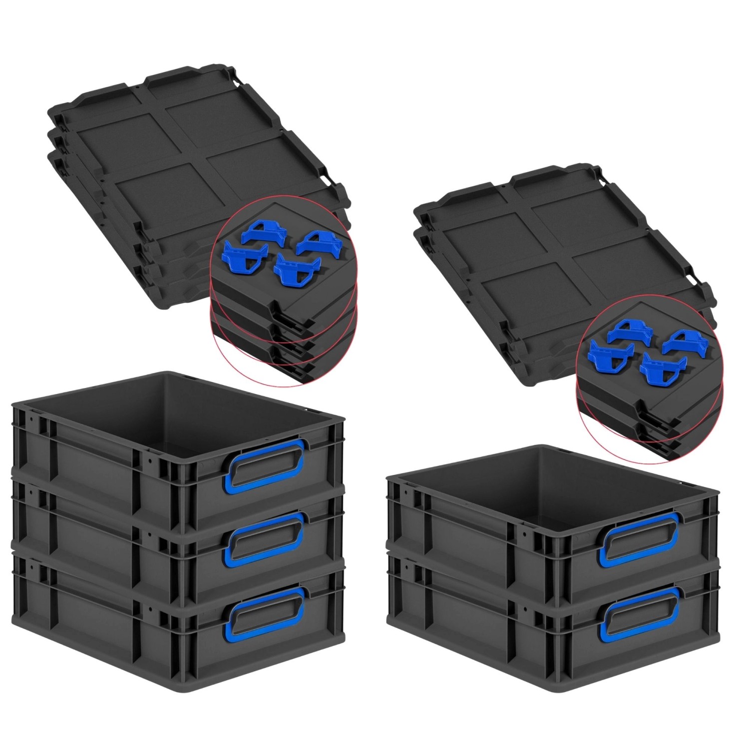 PROREGAL SparSet 5x Eurobox Nextgen Color Mit Auflagedeckel HxBxT 12x30x40c günstig online kaufen