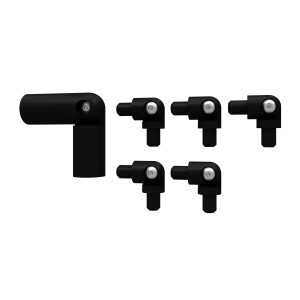 Kordo Eckset für Prestio/Opalu Geländer, Vollschwarz, zur Verbindung von Handlauf und Stäben.