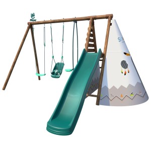 Soulet Holzschaukel Camelia mit Rutsche, Tipi-Zelt und Schaukeln für Kinder.