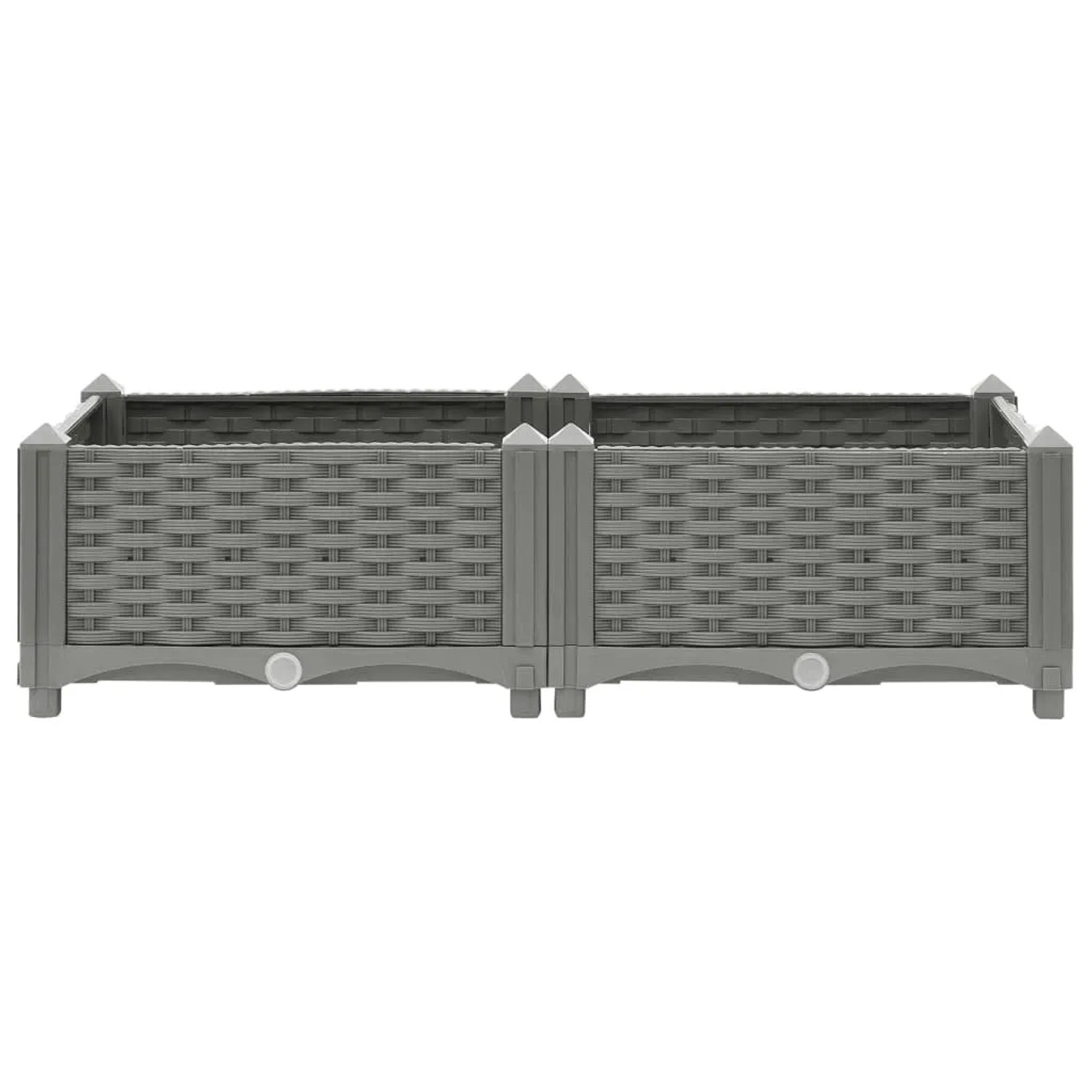 Hellgraues furnicato Hochbeet (80x40x23 cm) aus Polypropylen mit Rattan-Optik.