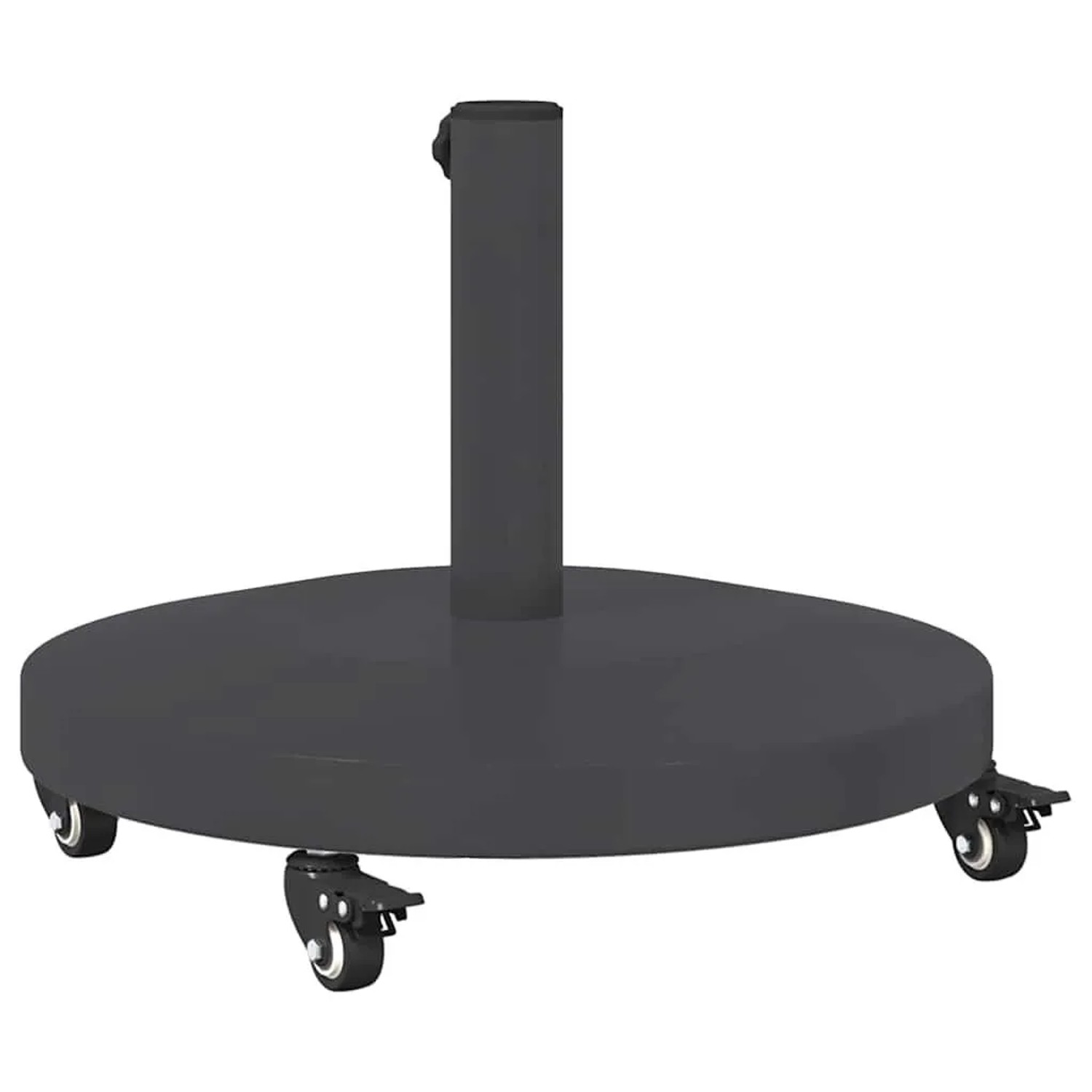 Dunkelgrauer, runder vidaXL Sonnenschirmständer mit Rollen. Stabiler Sonnenschirmfuß 48 cm für Garten & Terrasse.