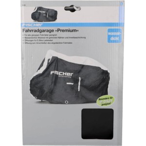 Fischer Fahrradschutzhülle Premium, 200x110 cm, schwarz-weiß, wasserdicht für Fahrräder und E-Bikes.