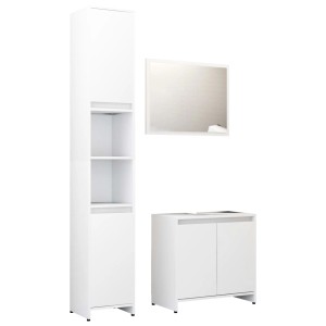 vidaXL Badmöbel-Set, 3-teilig, weiß: Hochschrank, Unterschrank, Spiegel. Modernes Design für Ihr Badezimmer.