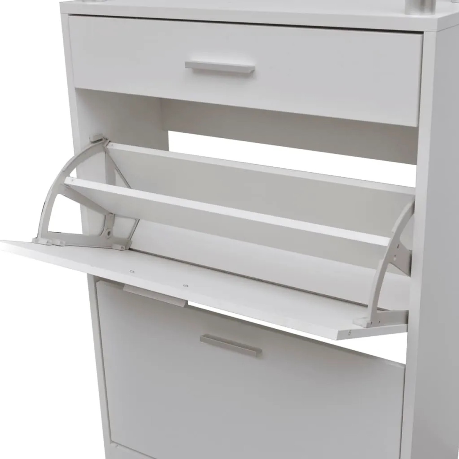vidaXL Schuhschrank mit Schubfach und Oberem Glasregal Holz Weiß 241244_4