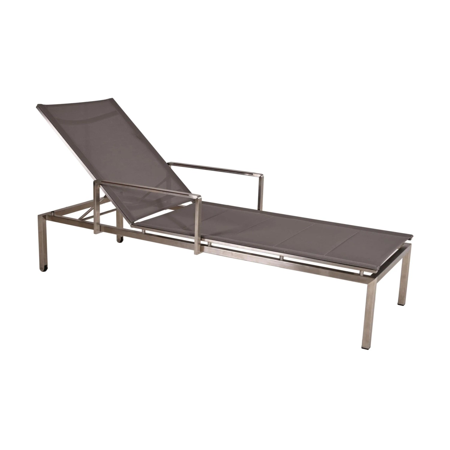 DELUKE Sonnenliege EVA 2er Set Verstellbar Taupe Edelstahl Gartenliege Relaxliege Wetterfest