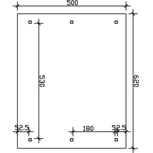 Skizze des Satteldach-Carports Wallgau Nussbaum mit Maßangaben (620x500cm).