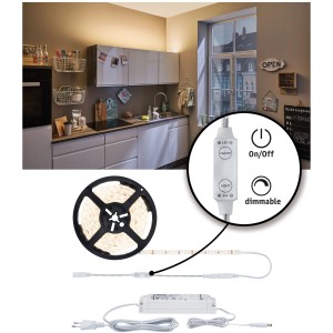 Paulmann LED-Strip Set, 5 m, dimmbar, warmweiß, zur Montage in Küche oder Wohnraum.
