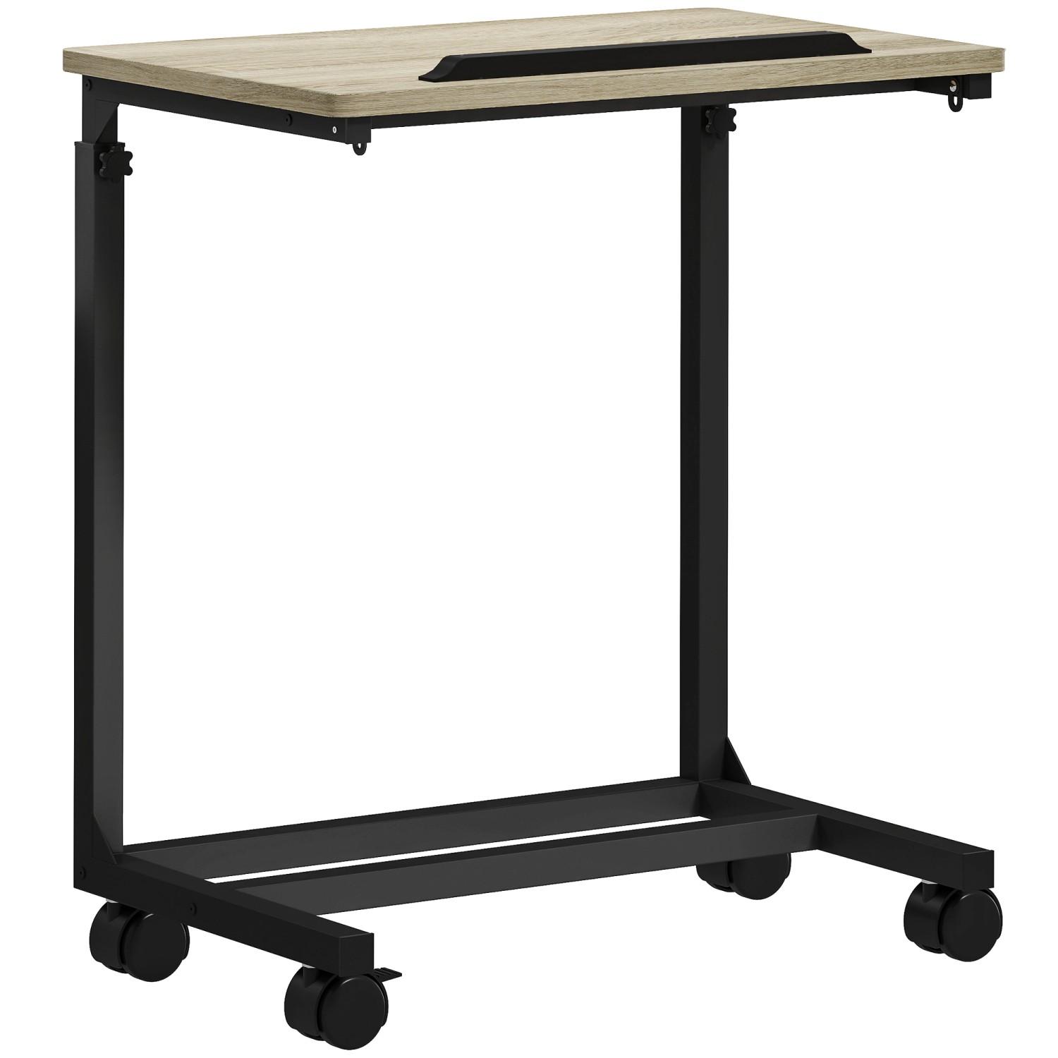 HOMCOM Beistelltisch Spanplatte Metall 55L x 36B x 62,5-82,5H cm Eiche