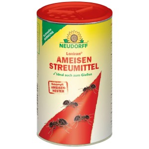 Neudorff Loxiran AmeisenStreumittel 250g Dose, gelb-rot, mit Ameisen-Grafik. Streu- und Gießmittel zur Ameisenbekämpfung.