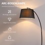 Schwarze HOMCOM Stehlampe mit Stoffschirm, Bogenleuchte für Wohnzimmer und Schlafzimmer.
