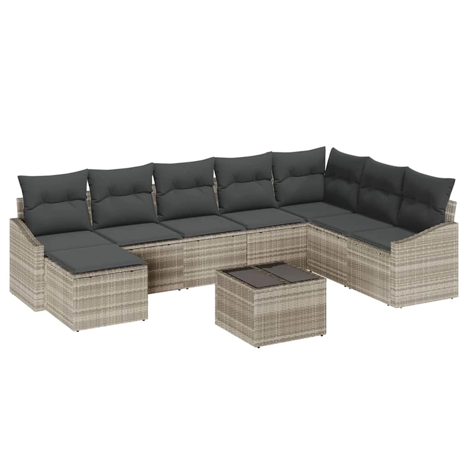 vidaXL Garten-Sofa-Set 9-Tlg Hellgrau Poly Rattan 3346852 günstig online kaufen
