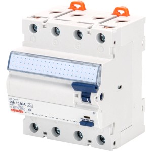 Gewiss Fehlerstromschutzschalter FI 4-polig, 25A, 0,03A, für erhöhte Sicherheit.