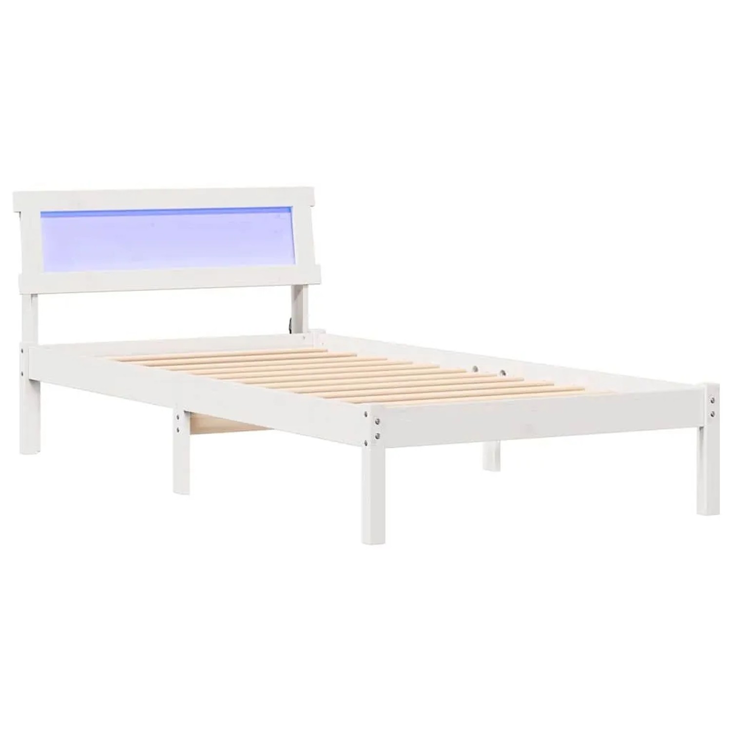 vidaXL Bettrahmen mit Kopfteil Weiß 100 x 200 cm Massives Kiefernholz 872834