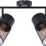 Schwarzes, 2-flammiges Spotrondell Kamolo mit offenem Lampenschirm-Design für Decke oder Wand.