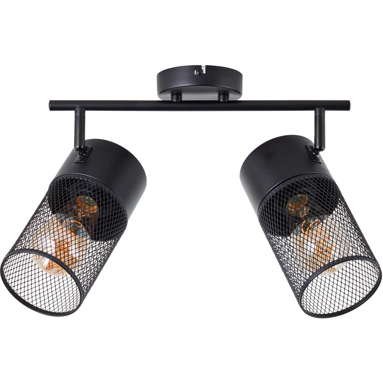 Schwarzes, 2-flammiges Spotrondell Kamolo mit offenem Lampenschirm-Design für Decke oder Wand.