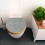 Banjado WC-Sitz aus Bambus mit blauem Ornament, Absenkautomatik. Holz Toilettendeckel für Standard WC.