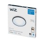 Verpackung der WiZ LED-Deckenleuchte SuperSlim, schwarz, Ø 29,2 cm, mit Produktinformationen.