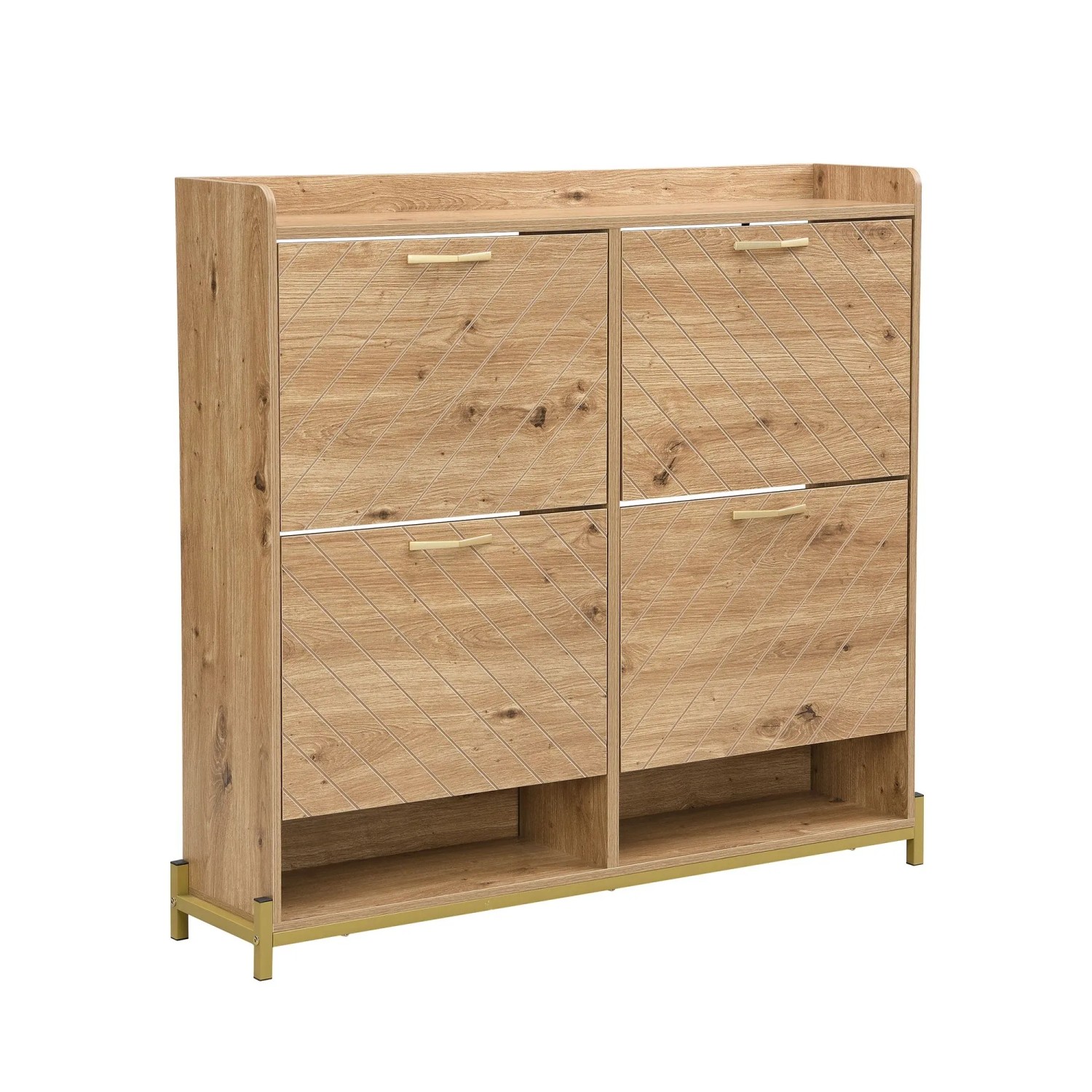 ModernLuxe Schuhschrank mit 4 Türen MDF Natur
