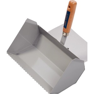 LUX Gasbetonkelle Classic 240 mm mit Holzgriff und Zahnung für Maurerarbeiten.