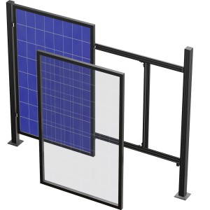 Anthrazit Solar Querstrebe für ZacAlu Zaunsystem zur PV-Modul Montage.