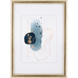 Holz-Bilderrahmen in Silber/Gold, 21x29,7 cm, mit abstraktem Bild. Dekorativer Rahmen für Fotos und Kunstdrucke.