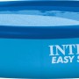 Blauer Intex Easy Set Quick-Up Pool, rund, Ø366x76 cm, mit Wasser gefüllt.