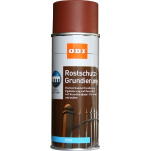 OBI Rostschutz-Grundierung Spray, rotbraun, matt, 400ml Dose für Metall und Alu.