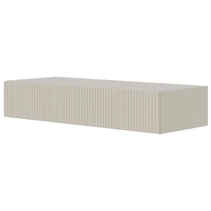 Selsey Veldio Wand-Konsole 90 cm in Greige mit geriffelter Lamellenfront und Schublade.