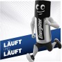 Energizer Ultimate Lithium AA Batterie als Comicfigur beim Laufen, langlebig für Geräte mit hohem Energiebedarf.