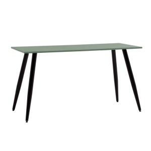 Schildmeyer Schreibtisch Piazza mit pistazienfarbener Platte und schwarzen Metallbeinen, modern.