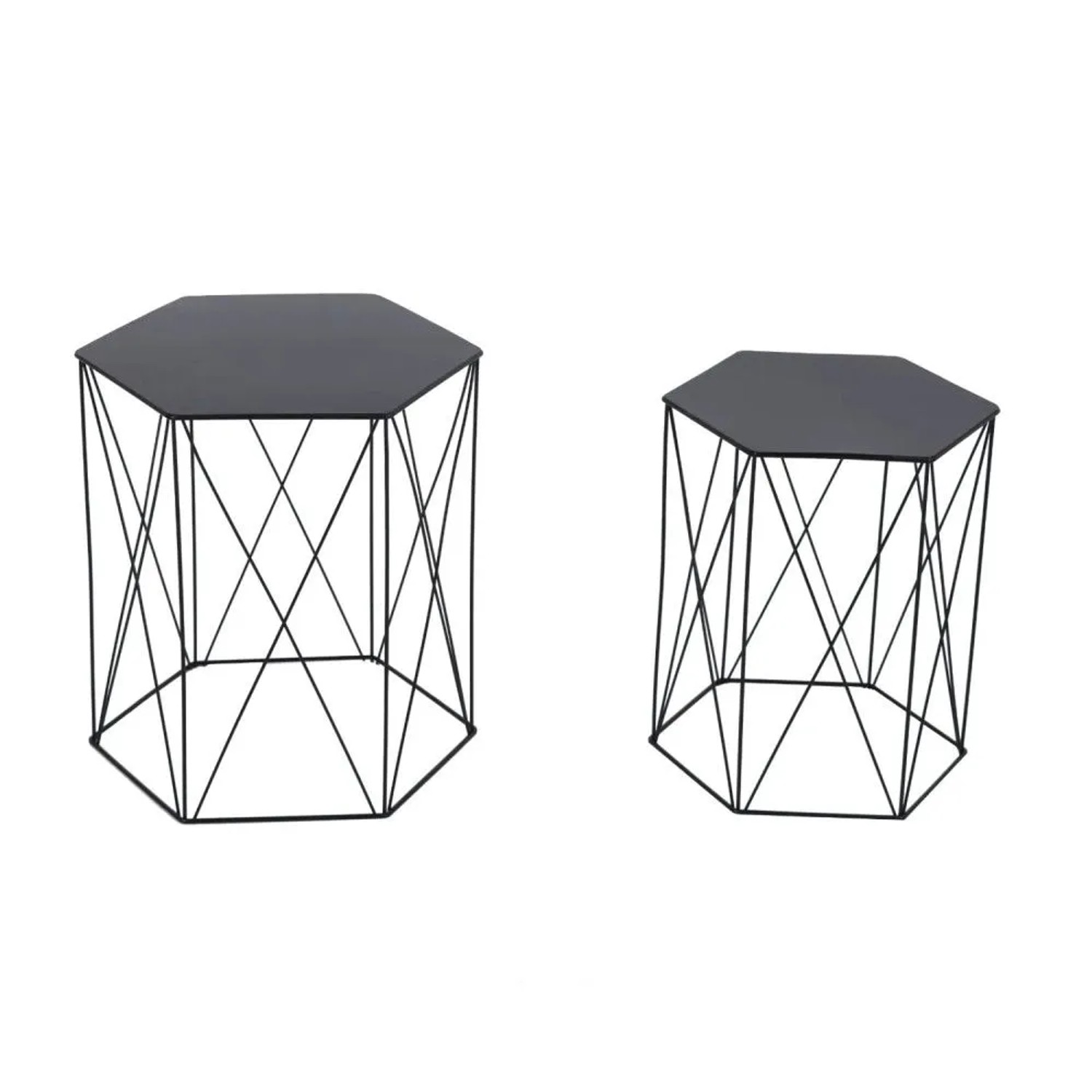 Svita Harpa 2er-Set Beistelltische Couchtisch Modern Schwarz