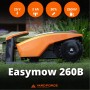 Orange-schwarzer Yard Force Mähroboter EasyMow 260B auf Rasen. Für Flächen bis 260m² mit 20V Akku.