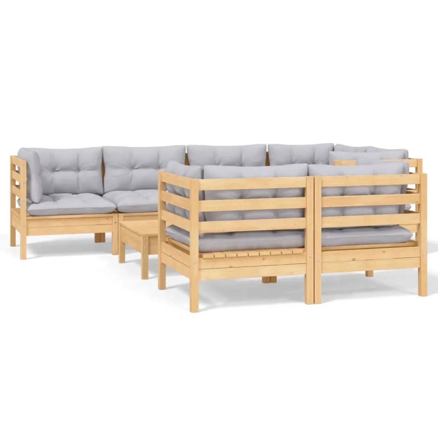 vidaXL 8-Tlg Garten-Lounge-Set mit Grauen Kissen Kiefer Massivholz 3096495 günstig online kaufen