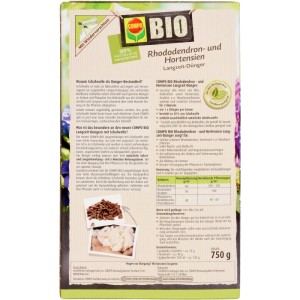Compo Bio Rhododendron Langzeit-Dünger mit Schafwolle, 750g Packung.