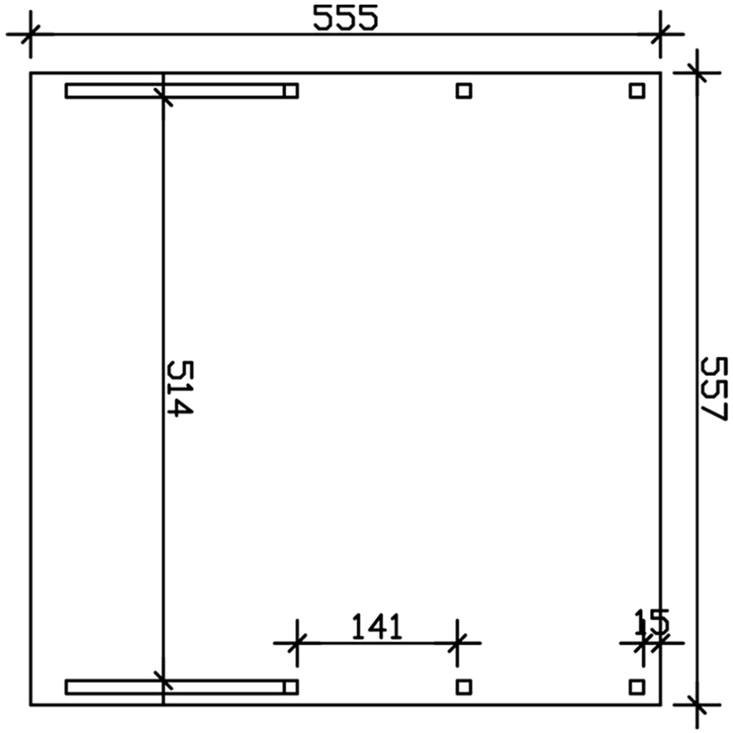 Skizze Friesland Carport Set 8, schiefergrau, mit Maßangaben für Planung.
