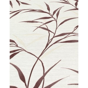 Erismann Vliestapete Fashion for Walls Yamato Rot mit Bambusblättern auf hellem Grund.
