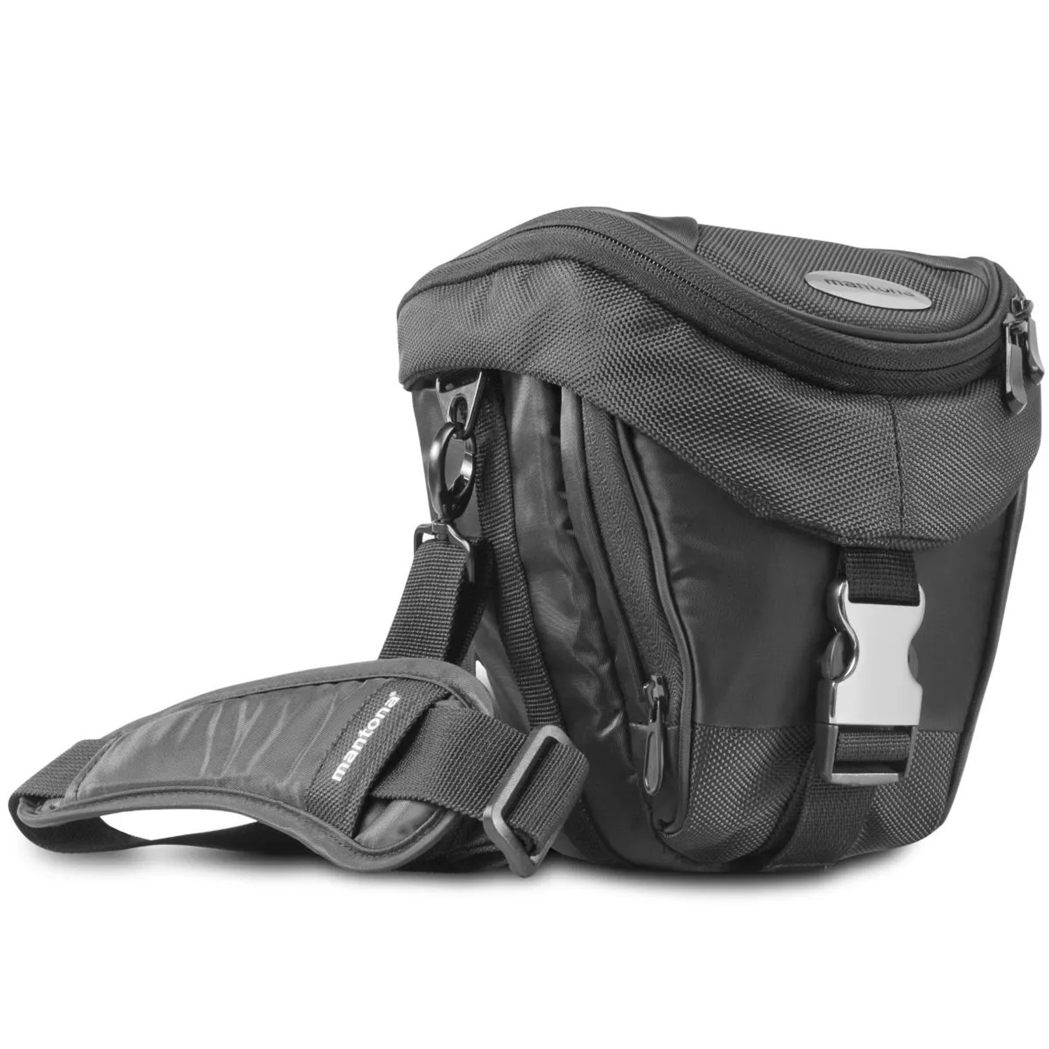 Mantona Neolit Colt Kameratasche Schwarz/Metallic 22X20X14Cm Outdoor Tragegurt